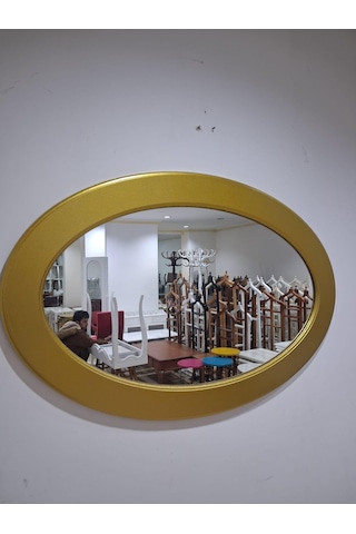 Ayna Oval 90673 Model Parlak Gold Renk Kayın Torna Kutu Sevk El Yapım Altın