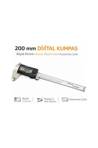 Senbang 200 Mm Dijital Kumpas Büyük Lcd Ekranlı Hassas Ölçüm Aleti Paslanmaz Çelik