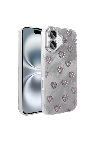 Apple Uyumlu iPhone 16 Plus Kılıf Kamera Korumalı Figürlü Zore Ponti Silikon Kapak - Beyaz Beyaz