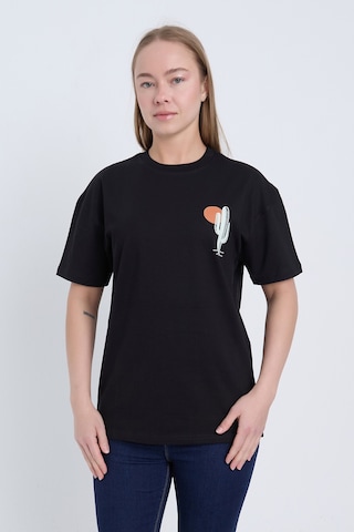 Velvoria Unisex Oversize Siyah Cactus T-shirt