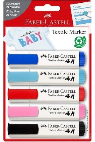 Tekstil Markörü 5 Renkli Paket Faber-Castell Tekstil Marker 5 Ren