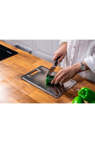 Paslanmaz Çelik Kesme Tahtası 2 Adet - Gri - Solingen Gri