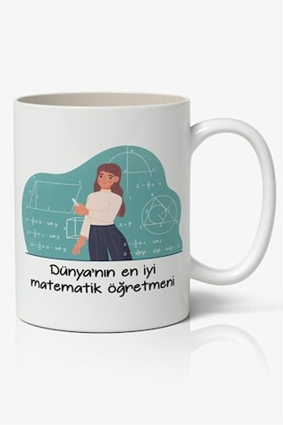 Matematik Öğretmeni 24 Kasım Öğretmenler Günü Temalı Beyaz Kupa Bardak Sevgiliye Arkadaşa Hediye Beyaz