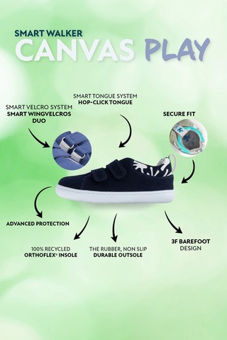Smart Walker  Canvas Play Eco Lacivert Barefoot Çocuk Ayakkabı