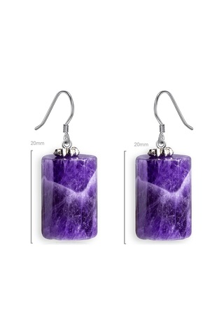 Sertifikalı Doğal Koyu Ametist Taşı Doğal Taş Kolye Küpe Seti Yeş Çok Renkli