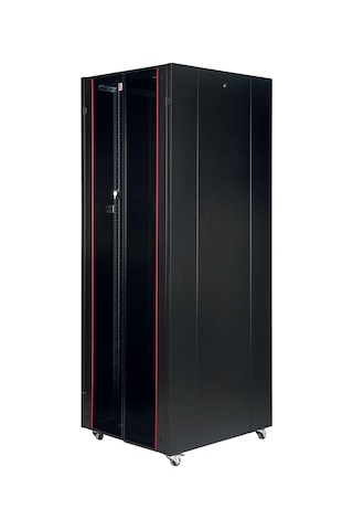 Lande Demonte 42u 800x1000 Hyperline Dikili Tip Rack Kabinet Siyah Ön Cam Kapak / Tekerlekli