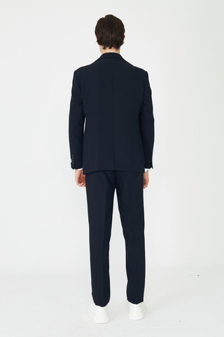Lacivert Modern Slim Fit Düz Kumaş Klasik Kesim Takım Elbise Laci