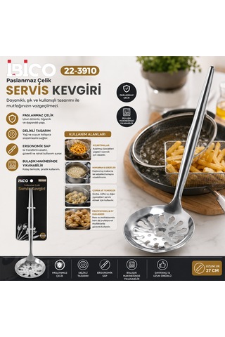 Krom Metal Servis Kevgir 27cm Renkli
