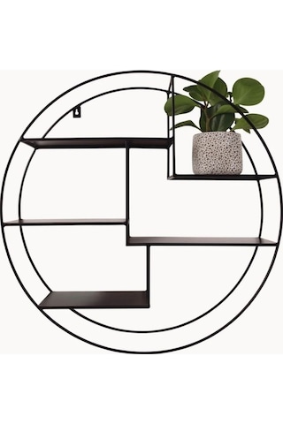 Expo Yuvarlak Metal Saclı Duvar Rafı Siyah