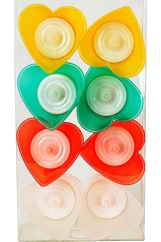 Kalpli Led Işıklı Mum Kırmızı Mum Yeşil Mum Beyaz Mum Sarı Mum Heart Led Light Colors Candle 8 Adet Renkli