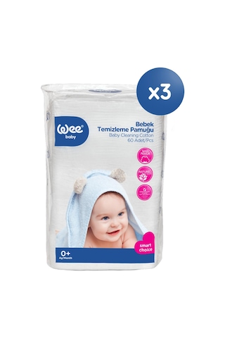 Wee Baby Bebek Temizleme Pamuğu Seti (60x3 180 Adet)