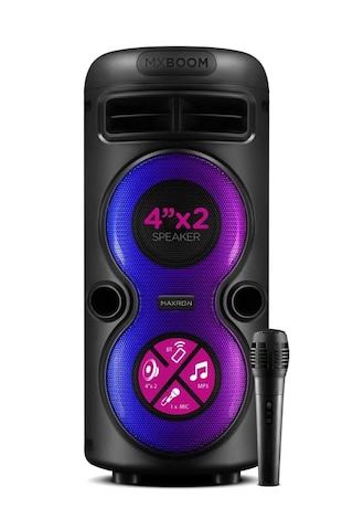 Maxron Mxboom Karaoke Mikrofonlu Bluetooth Hoparlör Parti Led Işı