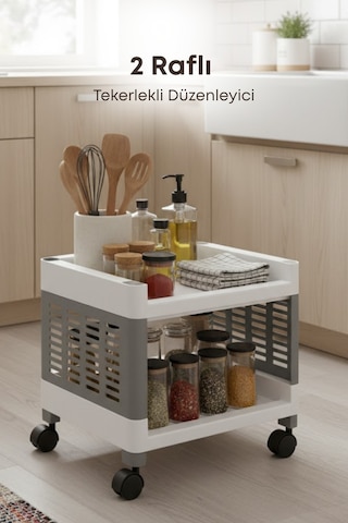 Grimorlife 2 Raflı Banyo Düzenleyici Mutfak Rafı Banyo Dolabı Çok Amaçlı Plastik Mutfak Düzenleyici-gri Gri