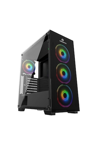 GameBooster GB-PE05B 600 W 80+ USB 3.0 Full Siyah Tempered Glass RGB Fanlı Kasa
