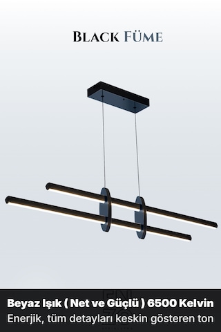 Halo Füme Lineer Led Sarkıt Avize Kumandalı Dim Edilebilir - Aşağı Işık Sarı Işık