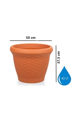 Omnipazar So-hs06 Plastik Hasır Desenli Saksı 42 Lt Kiremit 6 Adet