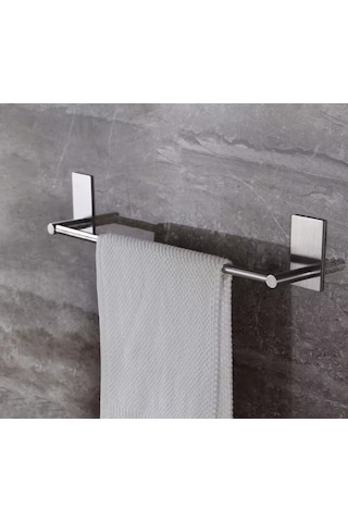 Havluluk Dik Rozetli 32cm Yapışkanlı Paslanmaz Çelik Krom Rengi Krom