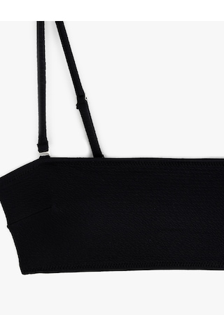 Koton Çıkarılabilir Askılı Dokulu Straplez Bikini Üstü Siyah 6sak10067mm