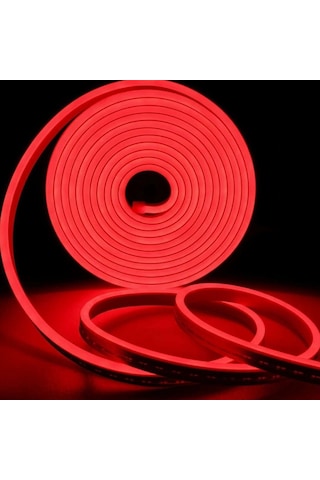 Kırmızı Neon Şerit Led Fişli 220v Esnek Dış Mekan, Bahçe, Açık Alan Dekoratif Aydınlatma 50 Metre