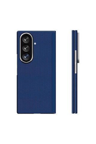 Samsung Uyumlu Galaxy Z Fold 7 Uyumlu Kılıf M-safe Şarj Özellikli Zore Paris Zerre Sert Pc Kapak Lacivert