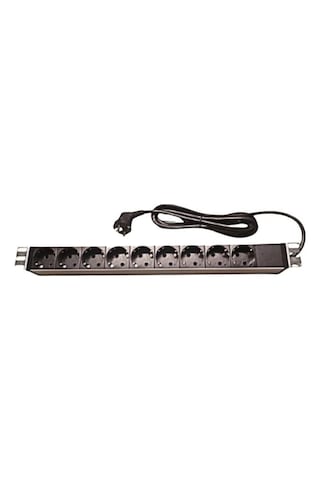 19" 1u Pdu: 9 X Schuko Tip Soketli, 1,5m 3x1.5mm2 Cee 7/7 Tip Fişli Kablolu
