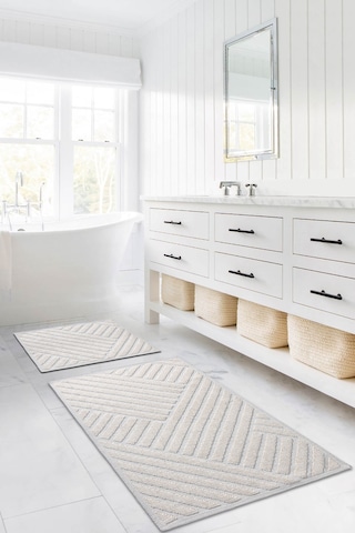 Koza Home Medea Krem 2li Pamuk Banyo Paspas Takımı 60x100 60x50 8594 Krem