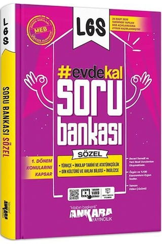 Ankara Yayınları 8. Sınıf Lgs Evde Kal Sözel Soru Bankası 2020 Kl