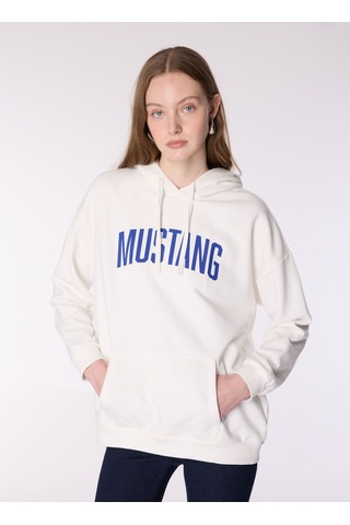 Mustang Ekru Kadın Kapüşon Loose Fit Baskılı Sweatshirt M4wl-swt-1890