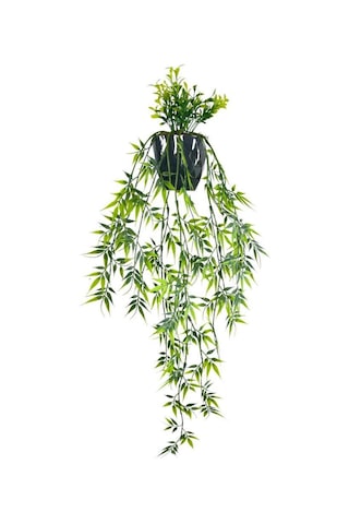 Yapay Çiçek Sarkan Bambu Yapraklı Bitki Küçük Siyah Saksıda Yapay Sarmaşık 65cm