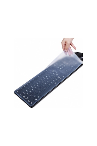 Şeffaf Silikon Klavye Koruyucu Masaüstü Klavye Koruma Kılıfı 45x14 Cm