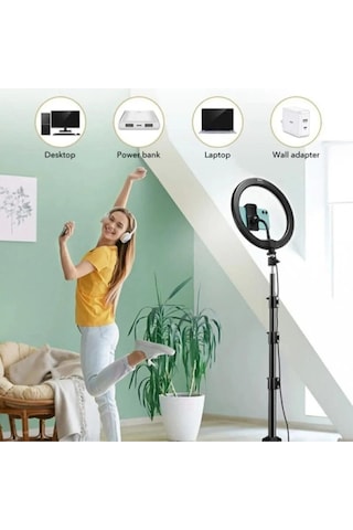 Lipon Ring Fill Light Led Işıklı Tripod 10 Inç Halka Youtuber Tiktok Makyaj Işığı Ayaklı 10 Inç
