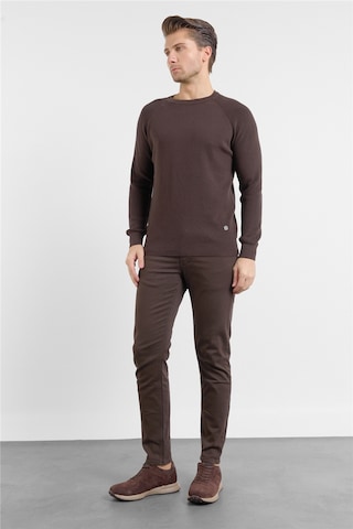 İmza Kahverengi Bisiklet Yaka Uzun Kol Cepsiz Standart Fit Kazak Pamuk Triko 1012260150 2XL
