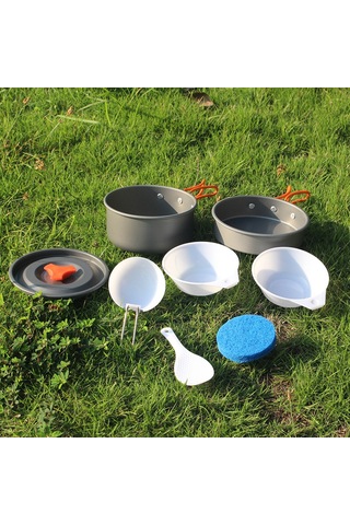 Aotu WH200 Outdoor Kamp Pişirme Tenceresi ve Kase Seti 7 Parça Çok Renkli