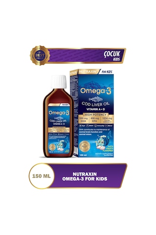 Nutraxin Omega 3 Balık Yağı 150 Ml Tutti Frutti Cod Liver - DHA 550 Mg EPA 408 Mg Çocuk