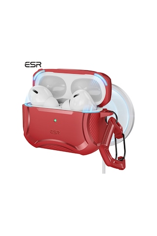Apple AirPods Uyumlu Pro / Pro 2 Kılıf - Cyber Armor Tough Halolock Magsafe Kılıf Kırmızı