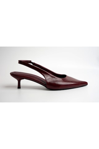 Assortie Bordo İnce Topuklu Slingback Kadın Ayakkabı Bordo
