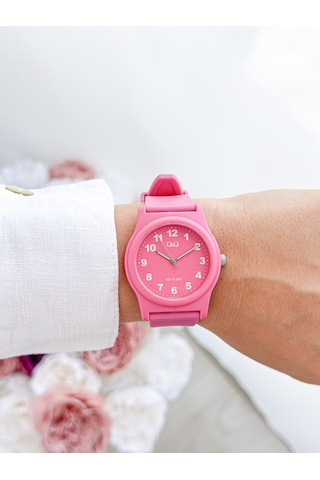 Q&q Renkli 10 Atm Su Geçirmez Unisex Kol Saati Pembe