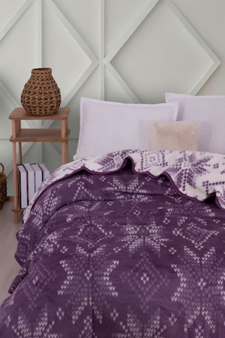 Lüks Peluş Tek Kişilik Battaniye 444 Lila 160 x 220