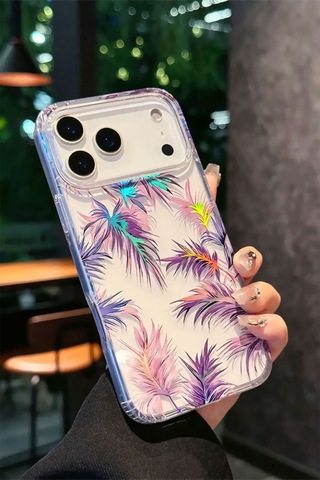 Apple iPhone Uyumlu 17 Pro Max Kılıf Solmayan Imd Baskı Desenli, Şeffaf Tpu+pc Botanik Kapak