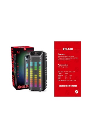 Dev Party Speaker Şarjlı Bluetooth Hoparlör Rgb Işıklı Kablosuz Taşınabilir Hoparlör