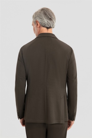 Sabri Özel Koyu Haki Slim Fit 6 Drop Mono Yaka Modal Kumaş Lastikli Bel Astarsız Takım Elbise
