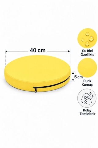 Kreş Minderi Anaokulu Aktivite Minderi, Bahçe, Dekor, Sandalye Minderi 40x40x 5 Cm Yuvarlak Minder 1 Adet Sarı