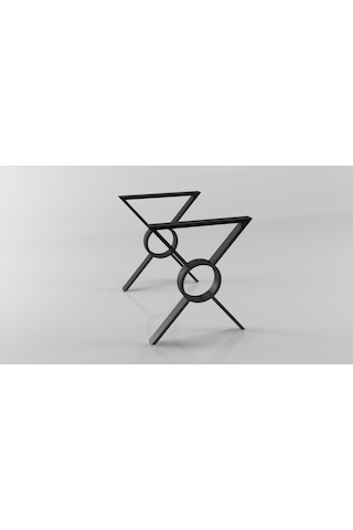 Ortası Yuvarlak X Model Metal Ayak Seti Siyah Metal Masa Ayağı