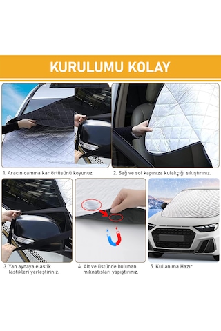 Araba,oto Ön Cam Koruma Örtüsü, Termal Araç Güneşlik, Oto Buzlanma Önleyici Kar Brandası 155-125cm 155x125