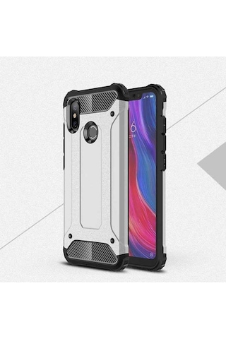 Noktaks - Xiaomi Uyumlu Xiaomi Mi 6x / Mi A2 - Kılıf Çift Katman Zırh Tank Crash Military Kapak - Kırmızı