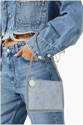 Stella Mccartney Falabella Shaggy Deer, Açık Mavi Vegan Deri Zincir Detaylı Lüks Pochette Omuz Çantası