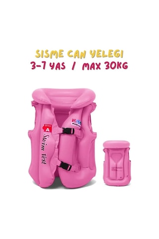 Abc Desen Pembe Çocuklar İçin Havuz Deniz Can Yeleği Pembe
