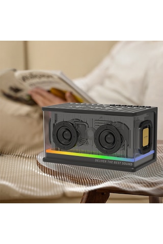 Lenyes S839 Rgb Işıklı Taşınabilir Tws Bluetooth Hoparlör V5.2 Siyah Siyah