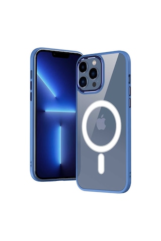 Apple Uyumlu iPhone 13 Pro Uyumlu Wireless Şarj Özellikli Zore Krom Magsafe Silikon Kılıf-pembe Açık Pembe Açık -