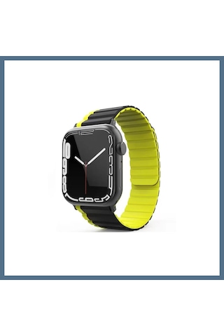 Buradabulabilirsin Movenchy Watch 42mm Uyumlu Mo-wb1 Çift Renk Mıknatıslı Silikon Kordon - Siyah-sarı Bbz